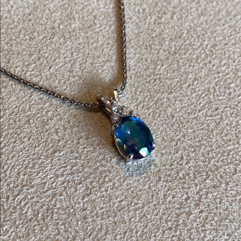RainbowTopaz Diamond Pendant